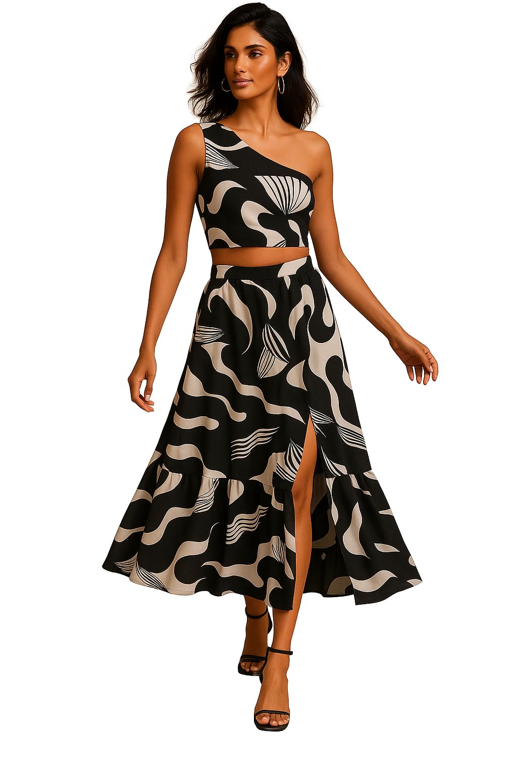 One-Shoulder Top & Flowy Maxi Skirt