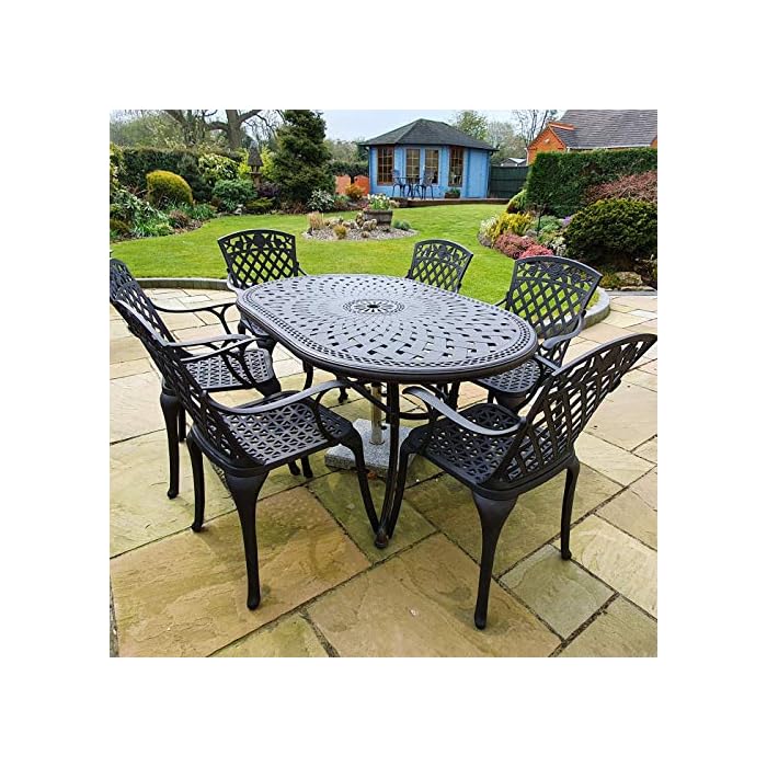 Buy Lazy Susan JUNE 150 cm x 95 cm 6 Seater Oval Garden Table