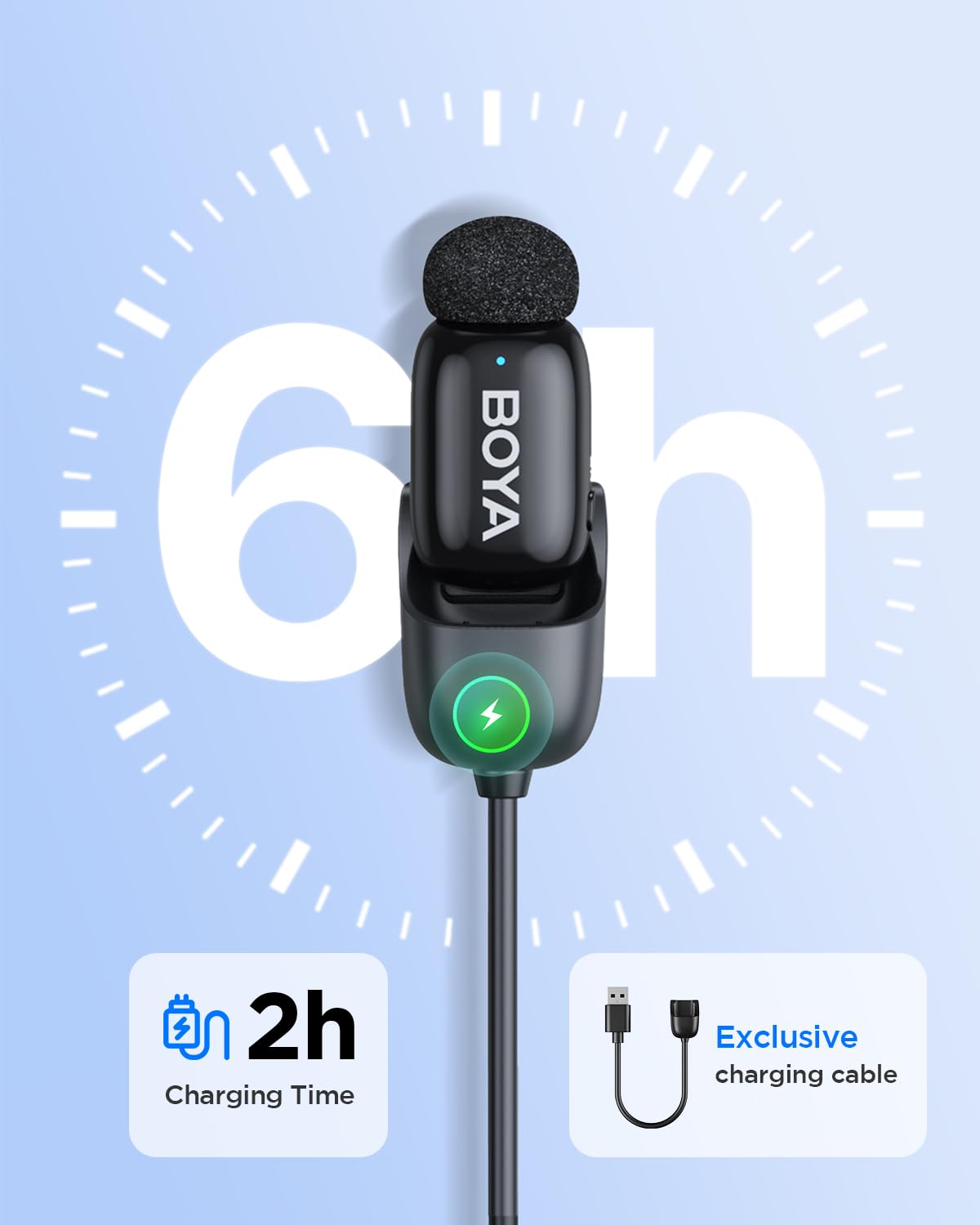 Boyamini bezprzewodowy mikrofon krawatowy do iPhone 15/16 Android USB-C Plug, ultra mini mikrofon z redukcją szumów, zmiana głosu AI, mikrofon klapowy do nagrywania wideo, vlogowania, TikTok, YouTube