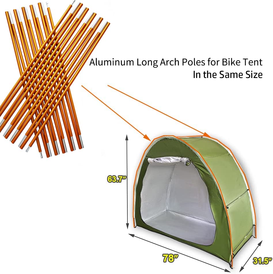 HuaKastro Replacement Tent Poles for Bike Storage Tent, Aluminum Long Arching Pole, 8.5mm - Set of 2