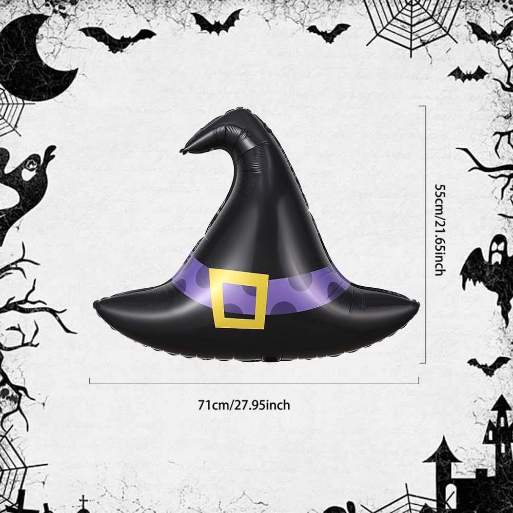 5Pcs set Halloween Witch Hat Balloons - 28inch Large Witch Hat Shaped Foil Balloons, Cute Halloween Mylar Balloons for Halloween Birthday Party Witch Theme Decorations - Image 2