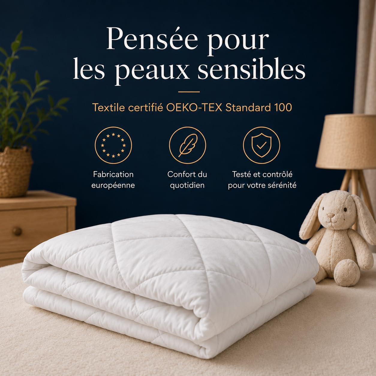 SOHYGGE – Couette Bébé 300gr/m2 – Enfant – 100x135 cm pour Lit Bebé 70x140 cm – Anti Acariens – 100% Microfibre Douce – Fabriquée en Europe – Certifié Oeko-TEX® – Couverture bébé pour Toutes Saisons