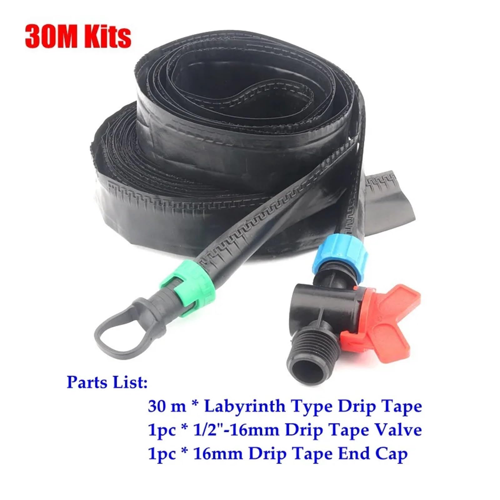 Cinta de riego por goteo, kit de laberinto de 3 l de 5 m a 50 m Home Garden | Kits de riego con cinta por goteo, juego completo de 5m/10m/20m/30m/50m for riego de granjas de jardines(30m Kits)