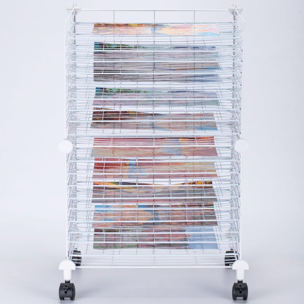FDSDEFEN Art Drying Rack Removable Shelves ，Wall Art Drying Rack，Art Organizer for Kids, Art Studio and Tabletop Storage, Craft Room and Desktop (20 Shelves)