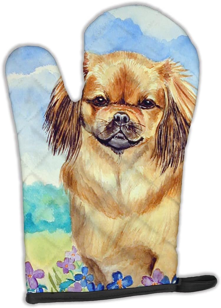 Caroline's Treasures 7078OVMT Tibetan Spaniel Oven Mitt Heat Resistant Thick Oven Mitt for Hot Pans and Oven, Kitchen Mitt Protect Hands, Cooking Baking Glove