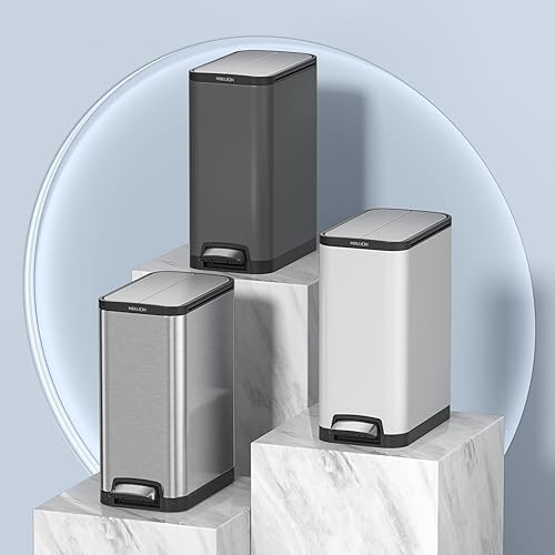 Miniatura 8 de Mbillion Cubo de basura con forro de 35 litros9.3 galones, tapa de mariposa, abierto, cierre silencioso, rectangular, de acero inoxidable, con pedal