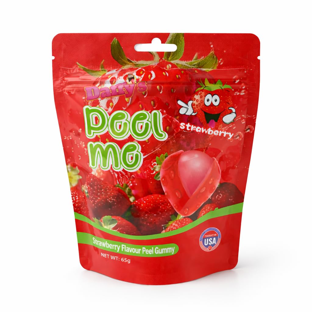 Daffy's Peel Me Mango Flavour Peel Gummy Candy peeling sweets real fruit juice, 65g (STRAWBERRY)