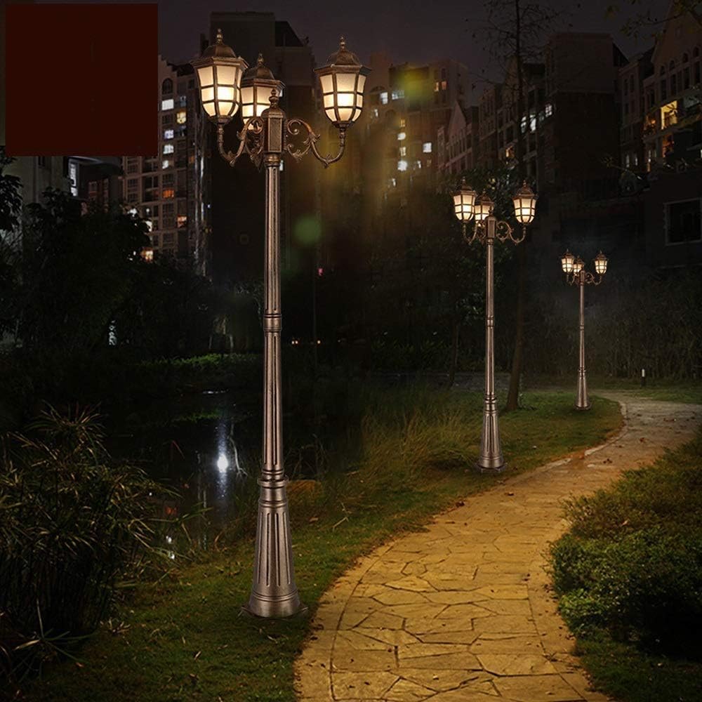 Traditional 3 Light Die-Cast Aluminum Retro European Style Outdoor Street Light Waterproof IP55 Rated for Fences and Patios