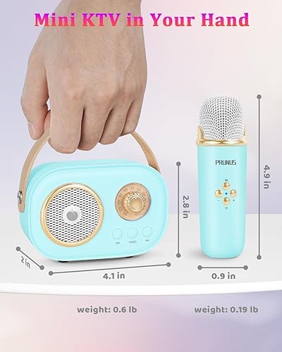 Miniatura 5 de PRUNUS C20 - Mini máquina de karaoke para adolescentes, regalos de elefante blanco, para niños de 3 a 12 años, altavoz Bluetooth portátil con