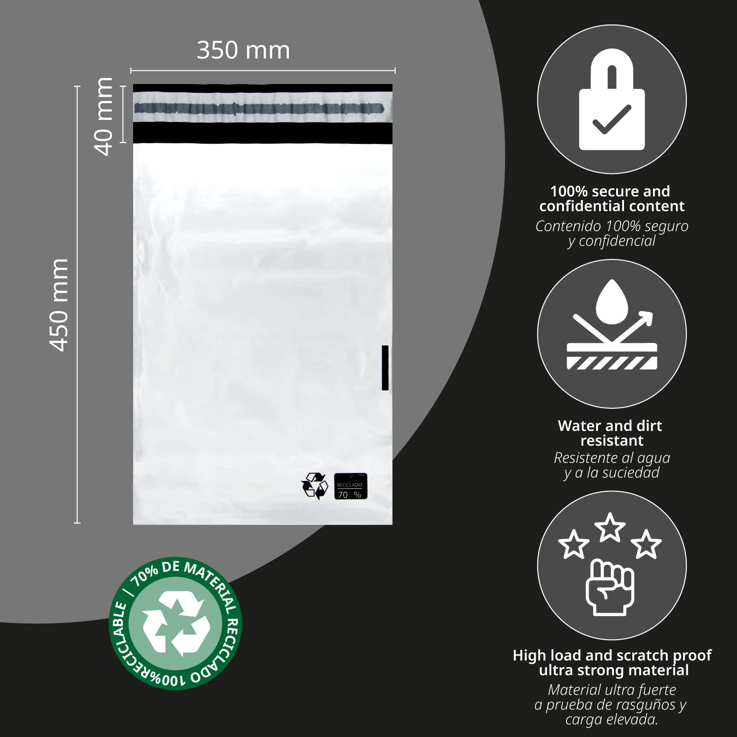 Mailing Bags, Plastic envelopes for Shipping Clothes Shoes, Accessories etc. Plastic Bags, White Durable and Safe - Image 2
