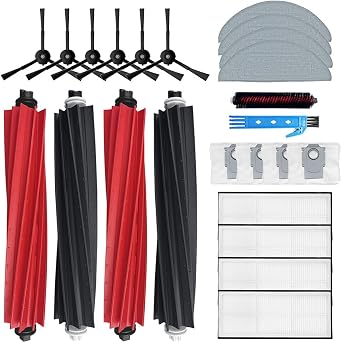 Accessories for Roborock S8 Pro Ultra Robot Vacuum Cleaner Replacement Parts 22 Packs 2 Sets of Main Brushes & 4 Filters & 6 Side Brushes & 4 Mop Cloths & 4 Dust Bags