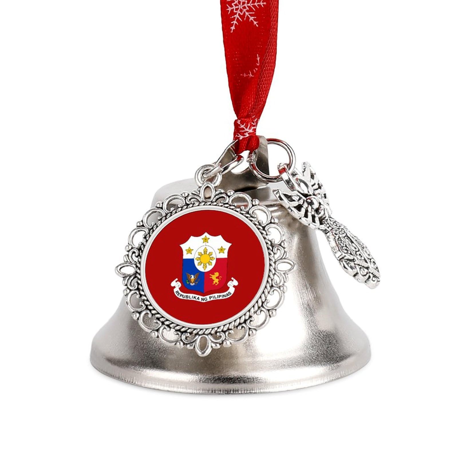 Philippines Filipino National Emblem Christmas Bells for Decoration Jingling Christmas Tree Ornaments Hanging for Holiday Parties Wing Bell