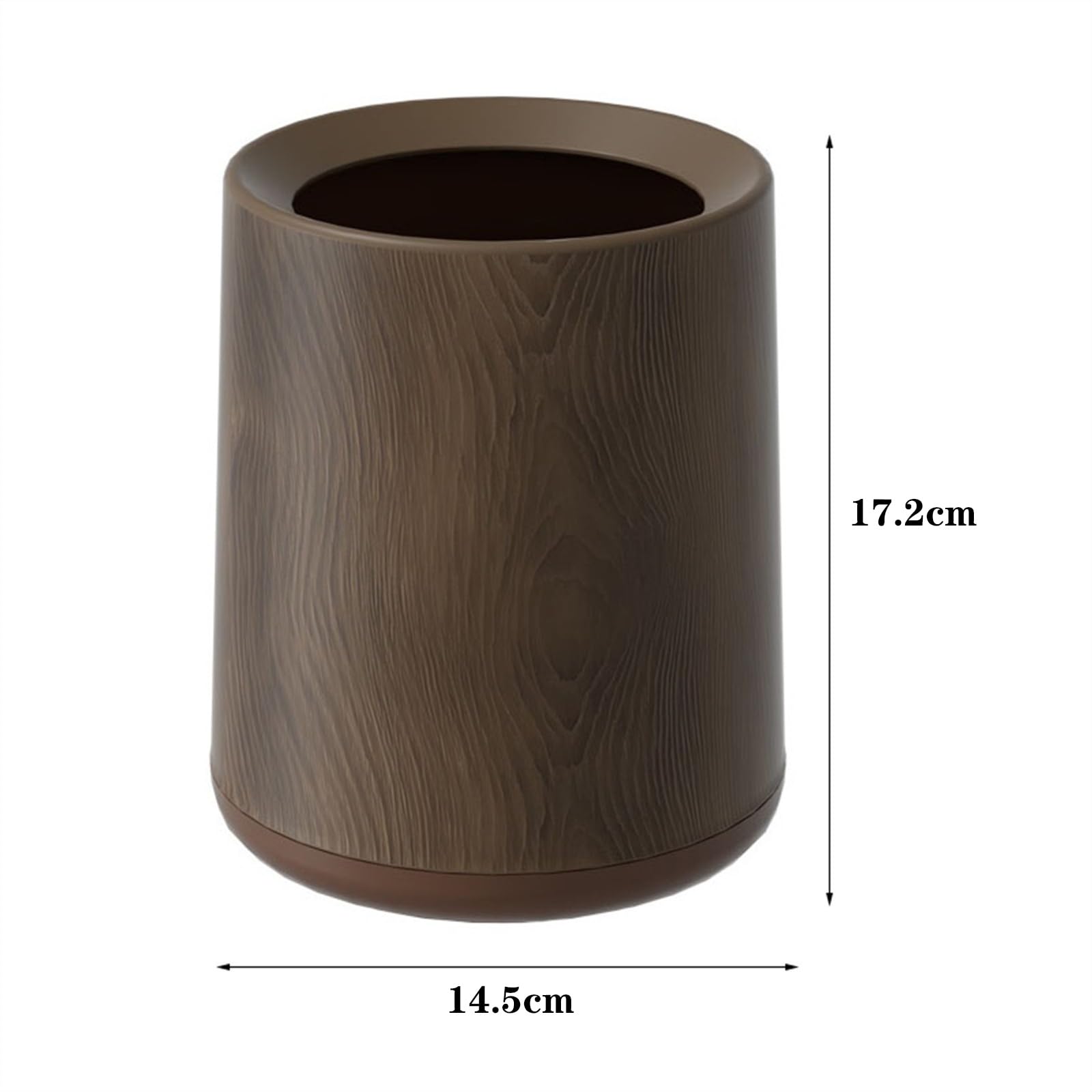 Cubierta de cocina Papelera retro de madera veteada sin tapa, papelera con parte superior abierta, escritorio redonda base y cubo revestimiento, for sala estar, dormitorio, oficina para Office