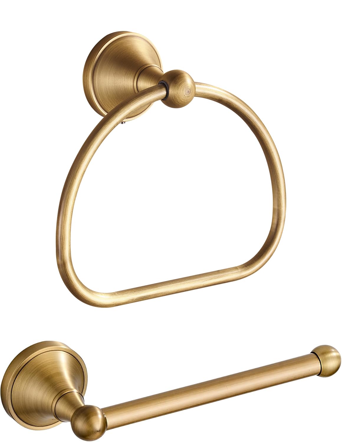 Antique Brass Toilet Paper Holder Towel Ring, Brass Towel Holder Toilet Paper Roll Holder, Rustic Vintage Oval Towel Rack Bathroom Accessories Set Hardware 2 Pieces Farmhouse Wall Mounted — Amazon image 10