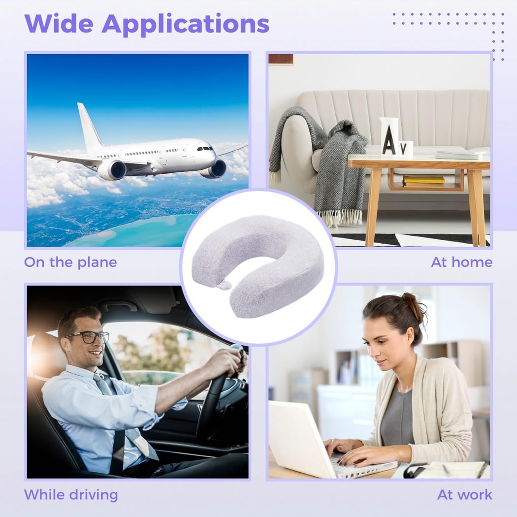 Almohada de cuello de espuma viscoelástica en forma de U para adultos, almohada de cuello suave portátil de viaje con botón a presión y cremallera, almohada en forma de U para avión, coche