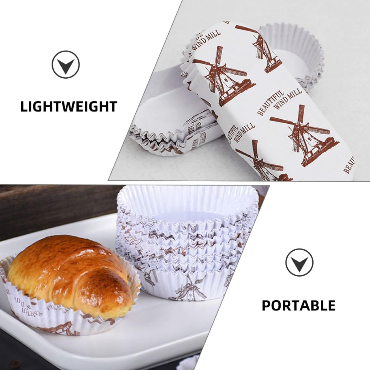 VALICLUD Tazas para Hornear Cupcakes de Papel Pet Resistentes a Altas Temperaturas, 200 Piezas (100 Redondas 100 en Forma de Barco) para Repostería Casera y Profesional