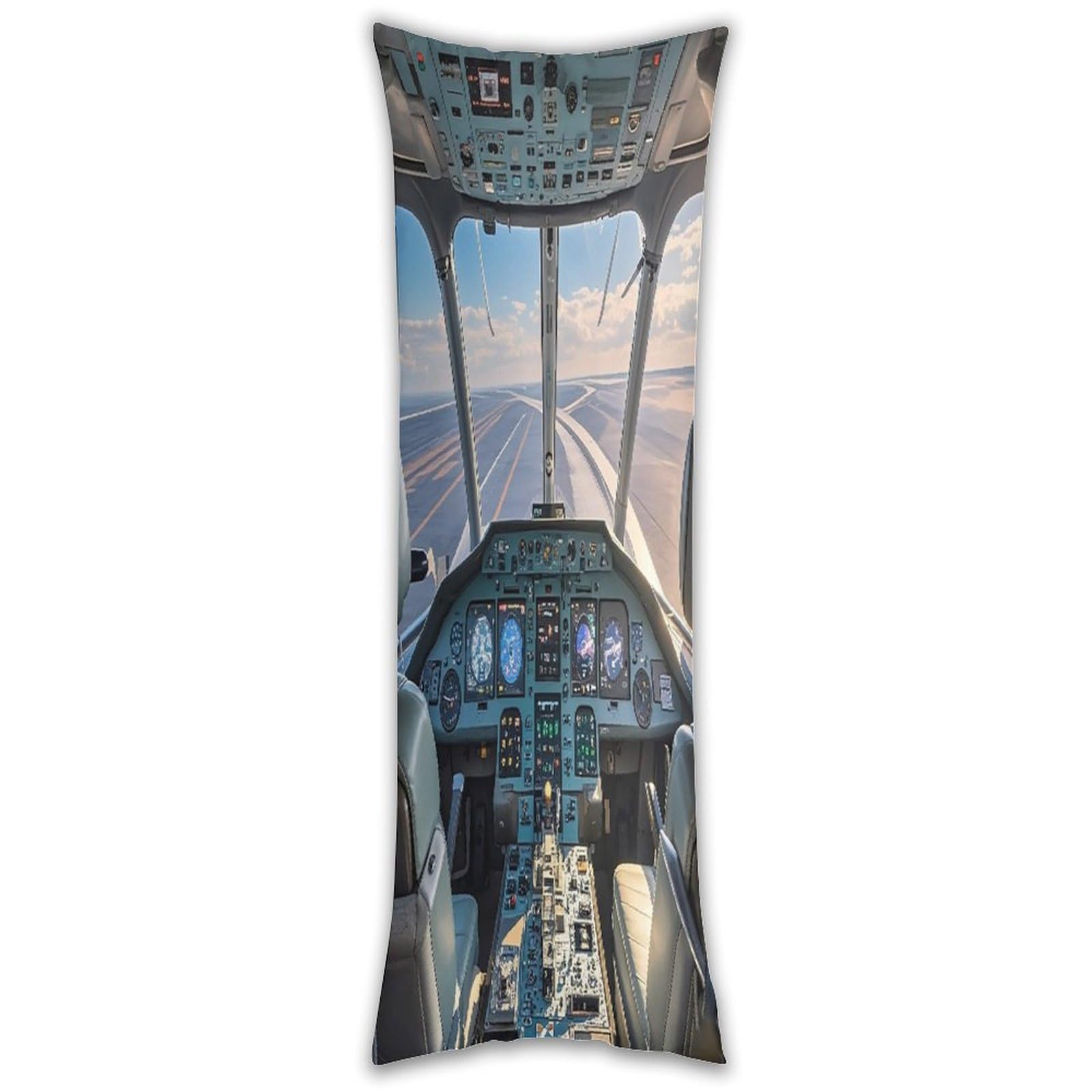 Airplane Cockpit Pillow Cases Breathable Vertical Long Pillowcase Body Pillowcase with Hidden Zipper Closure Soft and Cozy Pillow Cover 20x54 Inches for Bedroom Couch