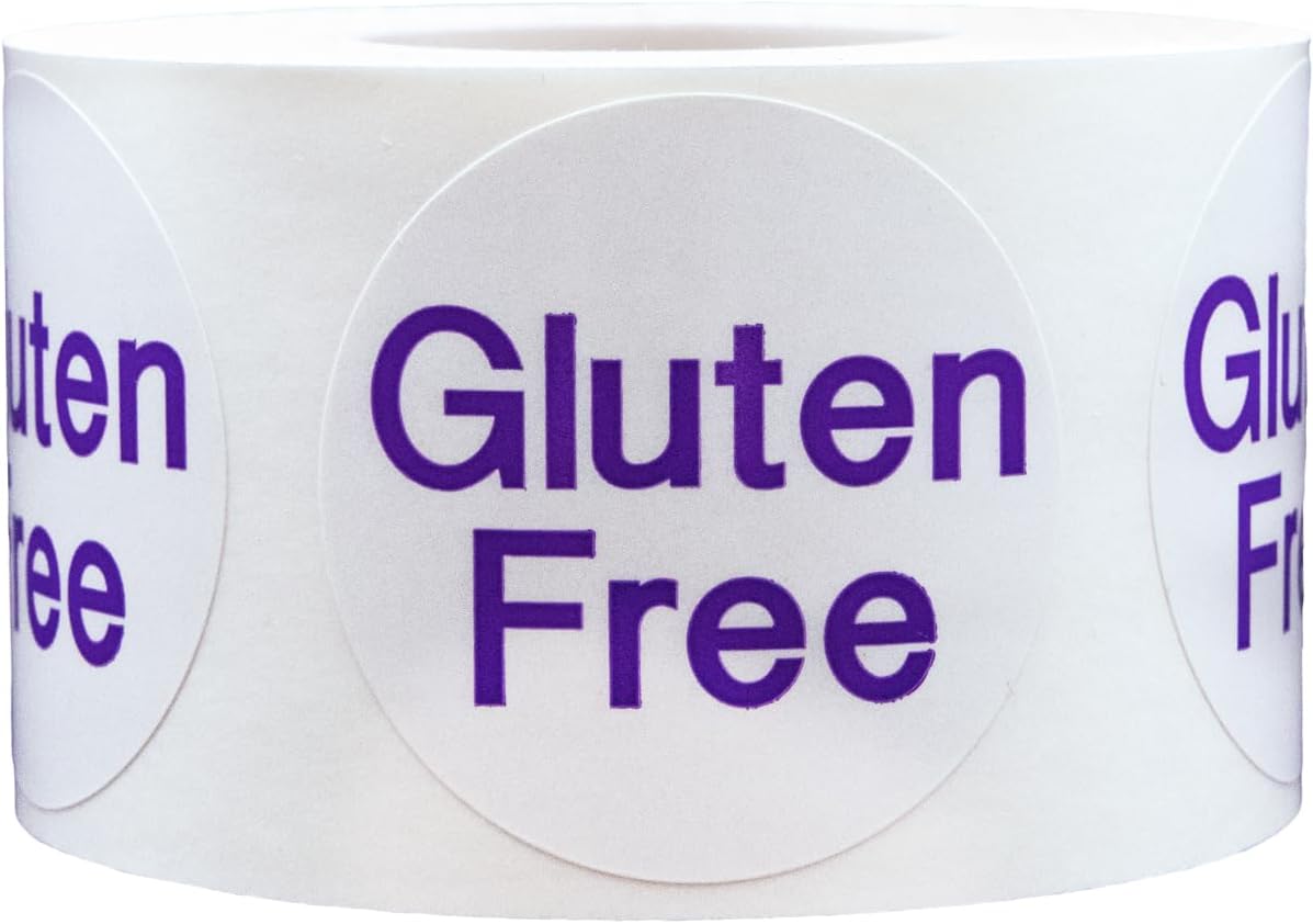 Gluten Free Food Rotation Labels 1.5 Inch Round Circle Dots 500 Adhesive Stickers