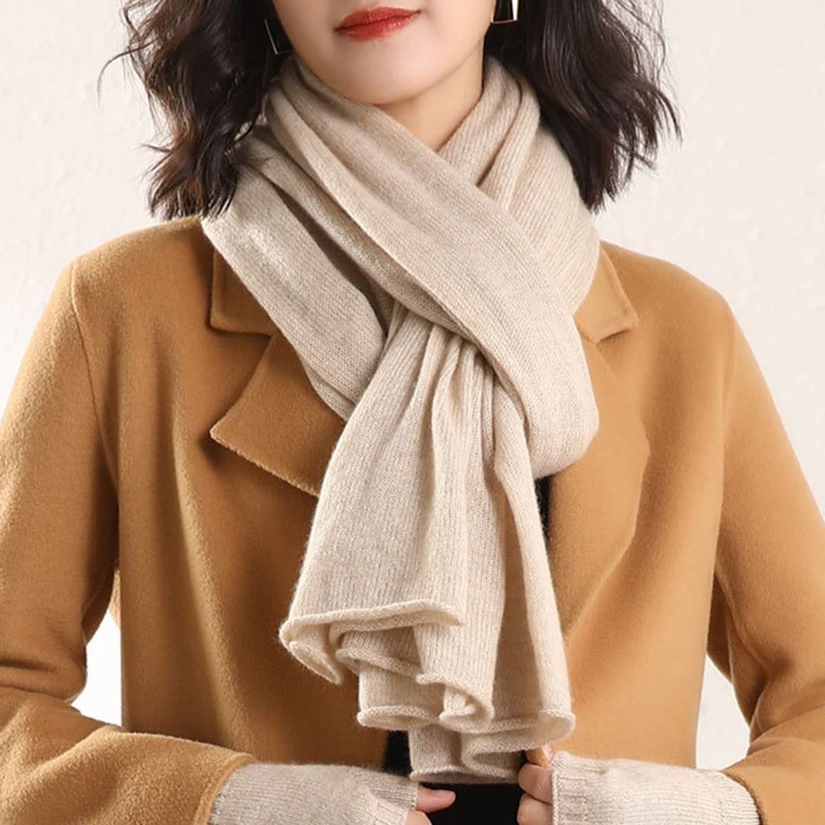 Bufanda de cachemir puro, chales de invierno grandes, suaves y cálidos, de color liso para mujer