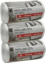 Müllbeutel Premium-Edition - Besonders reißfest und wasserdicht - Mit praktischem Trage-Griff für einfache Entsorgung und saubere Mülltrennung (5 Liter - 3 Rollen)