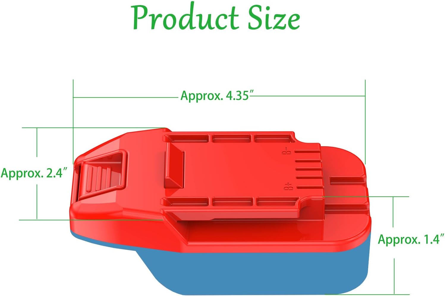 Enhanced 2-in-1 Adapter for Bauer 20V Tools, Red-Blue, Compatible with DeWalt & Hercules 20V Batteries for Supply Power Only, No Charging Function, 1 Adapter Only - Image 3