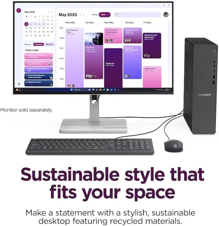 Image of Lenovo IdeaCentre 8L SFF Tower Desktop Computer, Intel Core i7-14700 (20 Cores, 33MB Cache, Up to 5.4GHz), 64GB DDR5 RAM, 2TB SSD, Wi-Fi 6 & Bluetooth 5.2, Intel UHD Graphics 770, Wired KB & Mouse