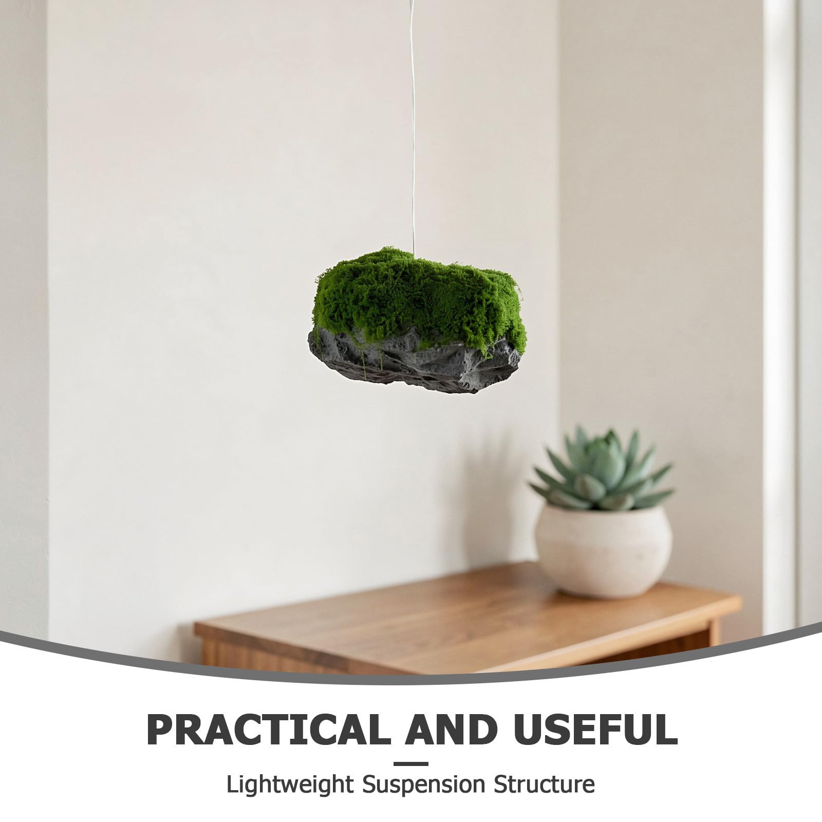 INOOMP Decoración Colgante de Piedra Flotante Musgo Artificial Zen