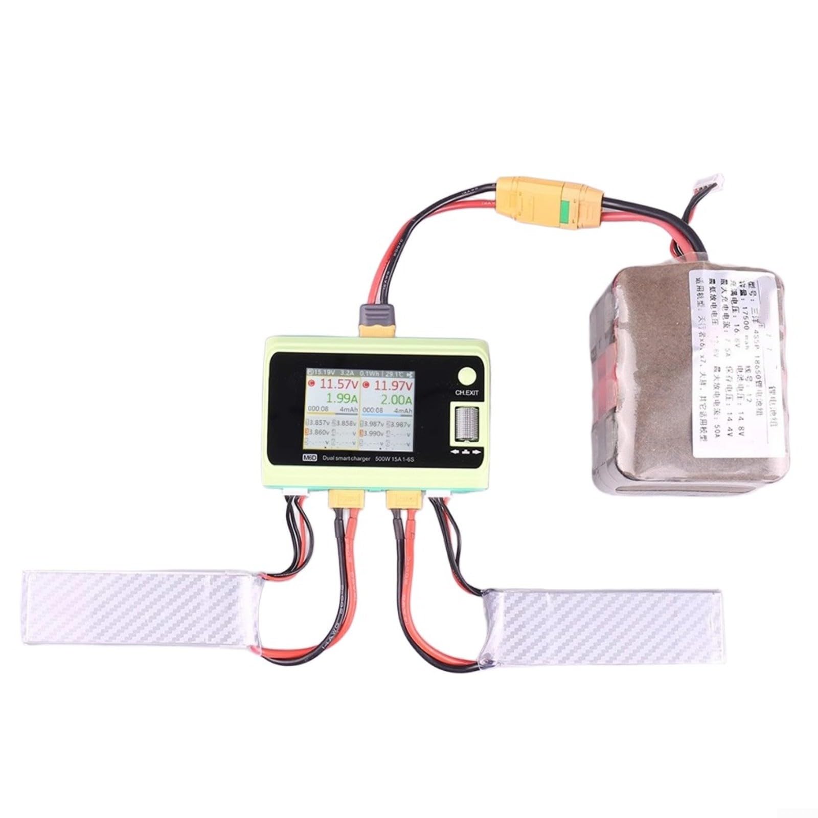 M6D Dual Channel 500W Balance para cargador para 6S para baterías Lipo con distribución de potencia asíncrona e interfaz USB para actualización de firmware (B)