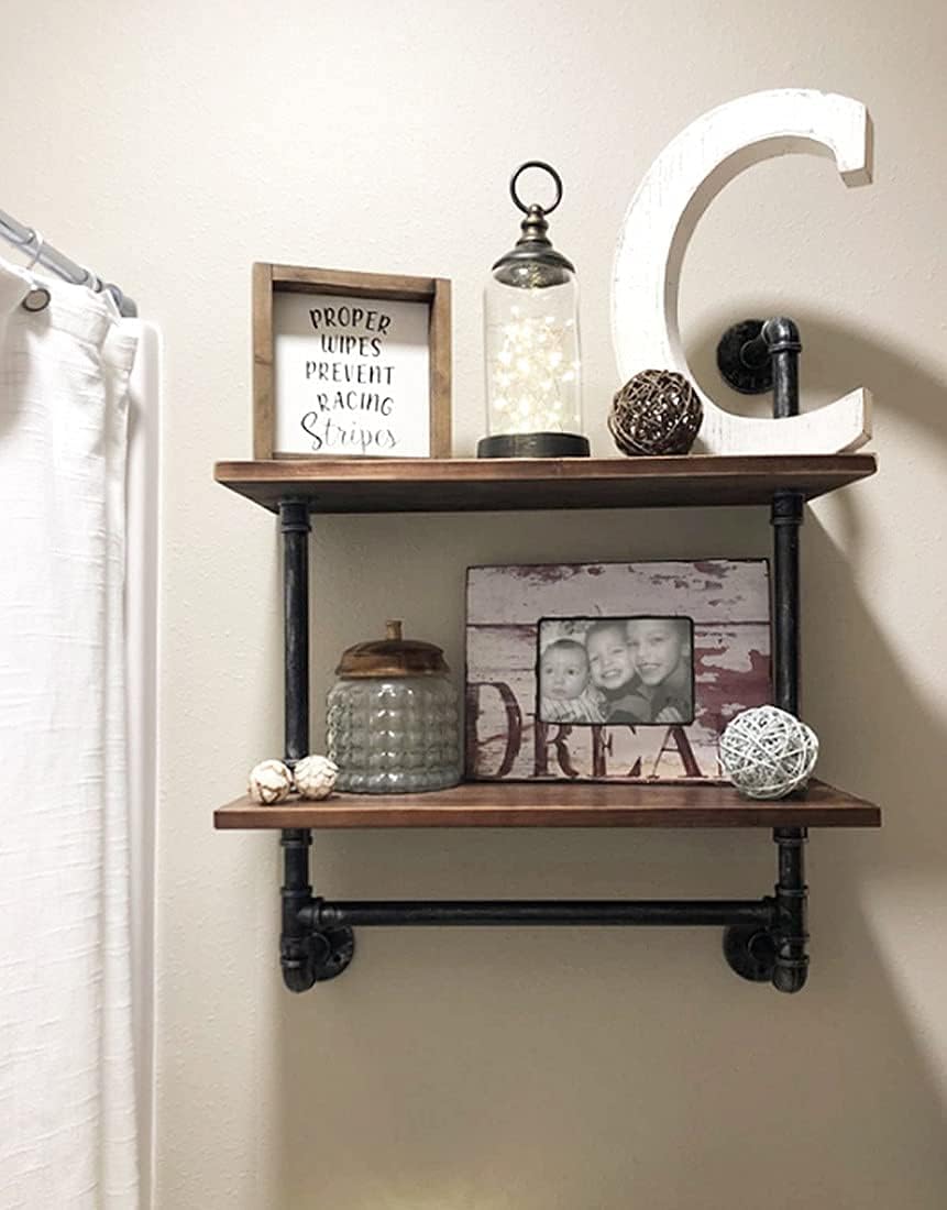 Buy Rustic Bathroom Shelves Towel Rack Industrial Pipe Wall Shelf For Bathroom