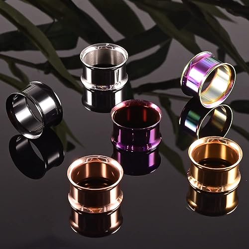 Miniatura 4 de Juego de 12 tapones para los oídos de acero inoxidable 316L, calibre grande, tornillo de estiramiento, ajuste de túneles calibre 0.07 oz - 1 pulgada