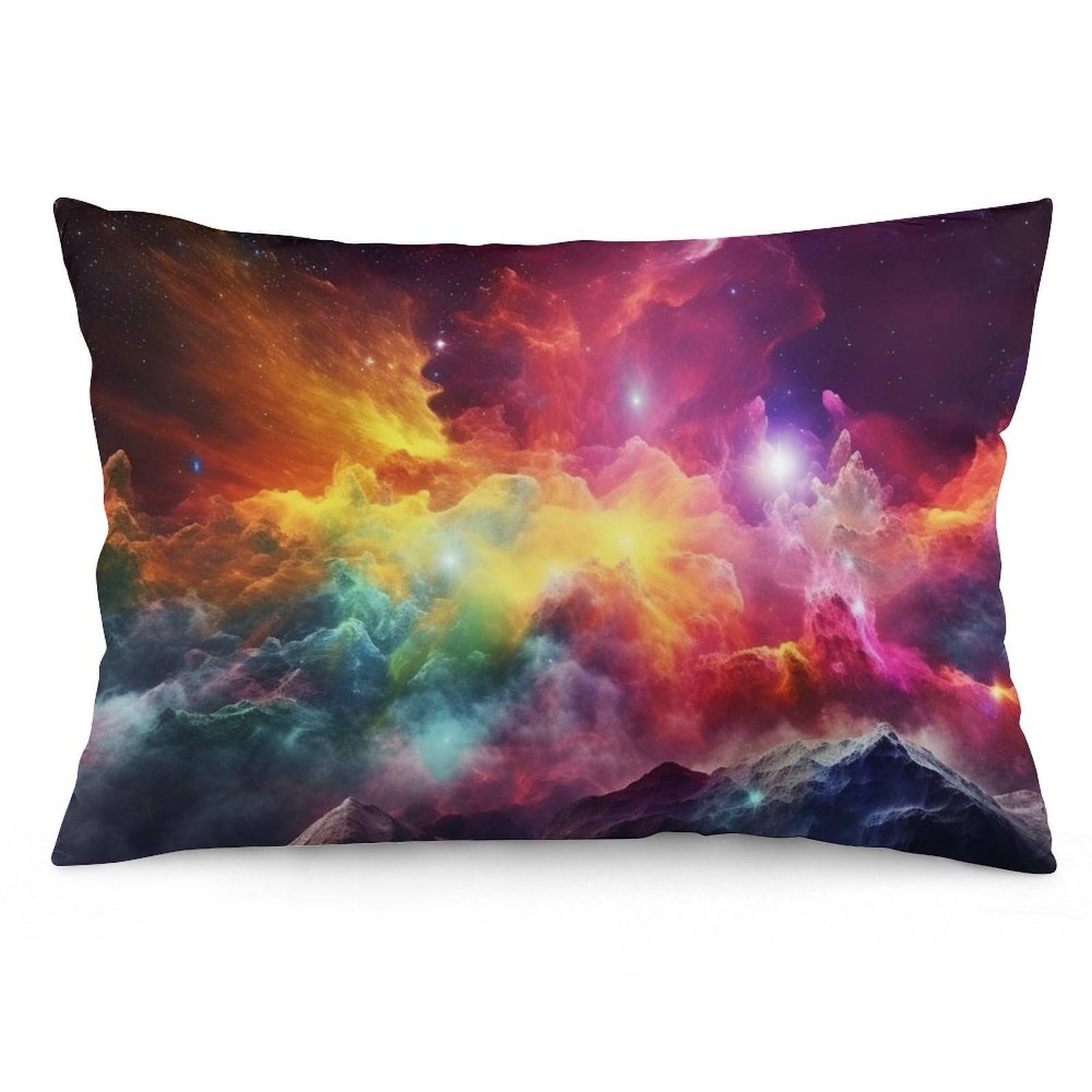2 Pack Pillow Cases for Hair and Skin, Soft Breathable Pillow Case Covers with Hidden Zipper, Colorful Outer Space Pillowcase 12 "x20 Pillow Covers for Sleeping Gift