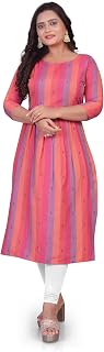 Lerkiza Women's Mother Feeding 3/4 Sleeve Boat Neck Anarkali Calf Knee Length S to 3XL Size Cotton Kurti.(1451) Price In India