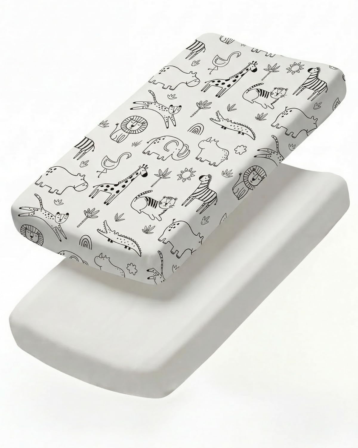 Changing Pad Cover - Pack of 2 Diaper Change Sheets - 32x16in, Zoo Sketch