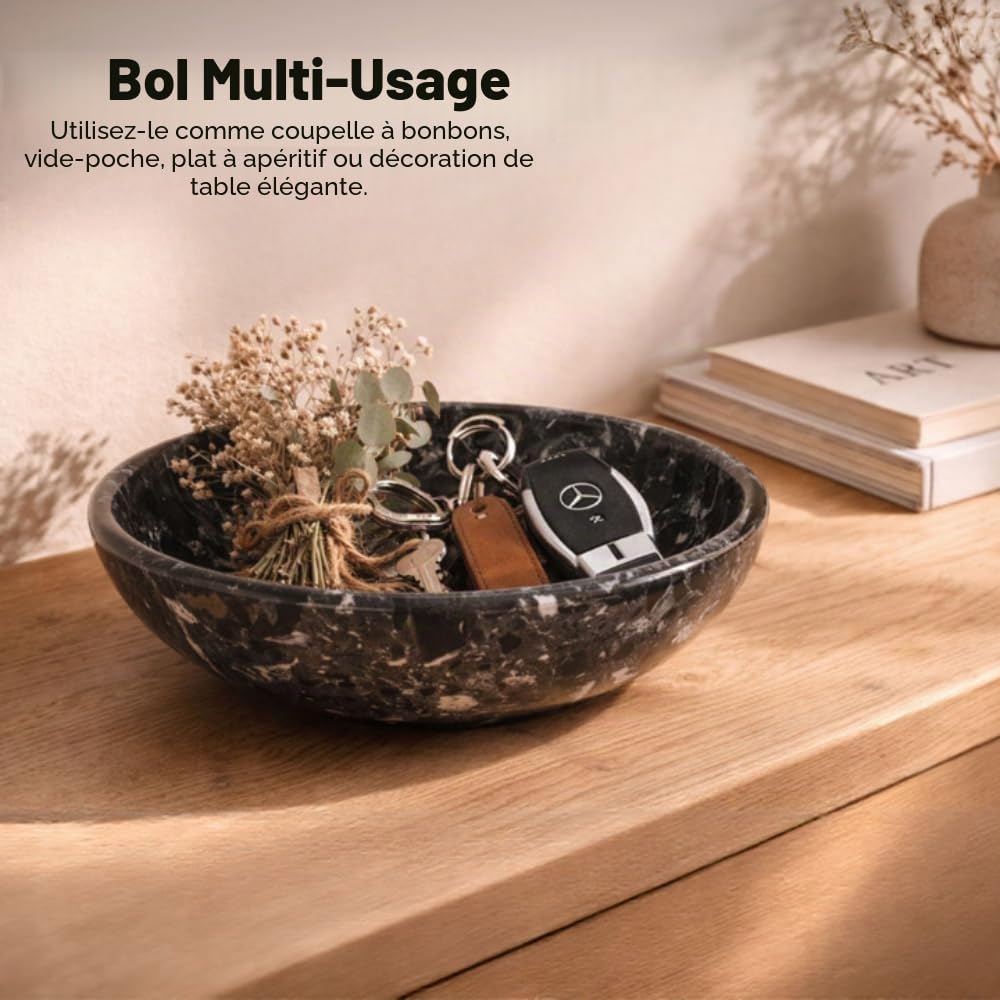 Radicaln Bol à fruits en marbre 25,4 cm noir fait à la main pour fruits et légumes pour décoration de cuisine – Décoration de cuisine de ferme, support à fruits