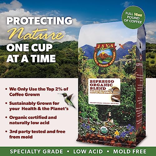 Java Planet Organic, Espresso Blend, Smooth Full Flavored Organic Coffee Beans, Low Acid, Whole Bean Coffee, 5Lb Bag #TOP4