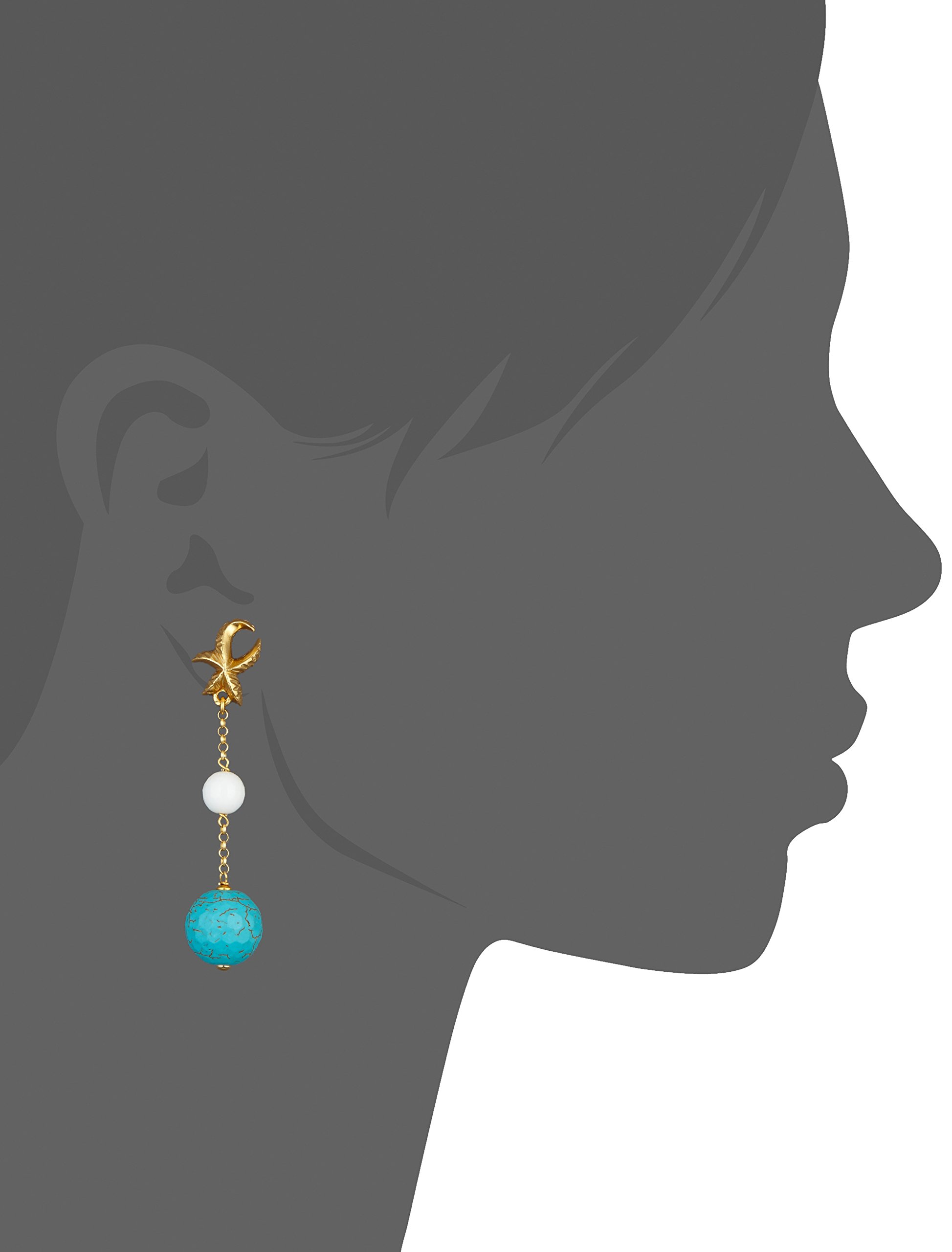 MISIS Orecchini Donna Pendenti in Argento 925 Placcato oro 18Kt | Orecchini Lunghi Donna Design Elegante Stella con Pietre Pasta Turchese | Made in Italy
