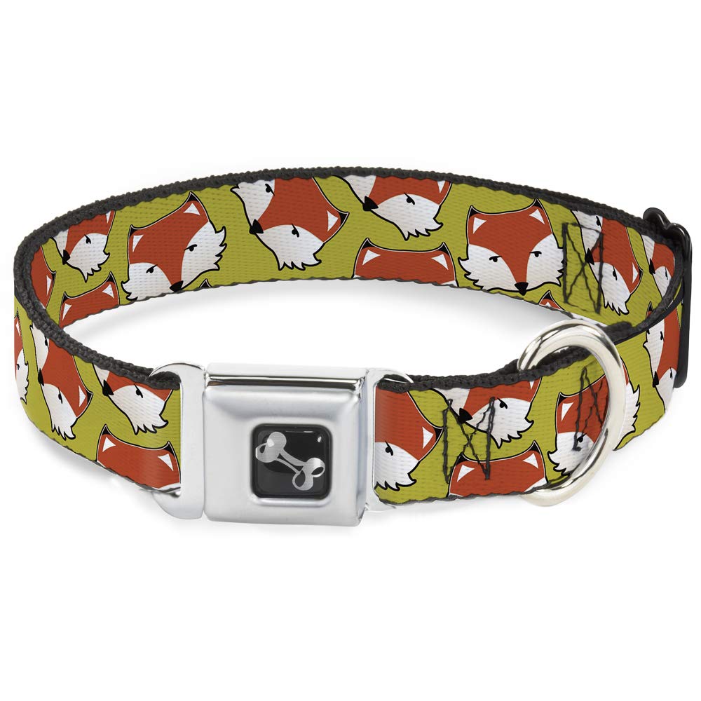 Collier de chien haut de gamme Buckle Down fox visage chaud diffuse olive en nylon robuste