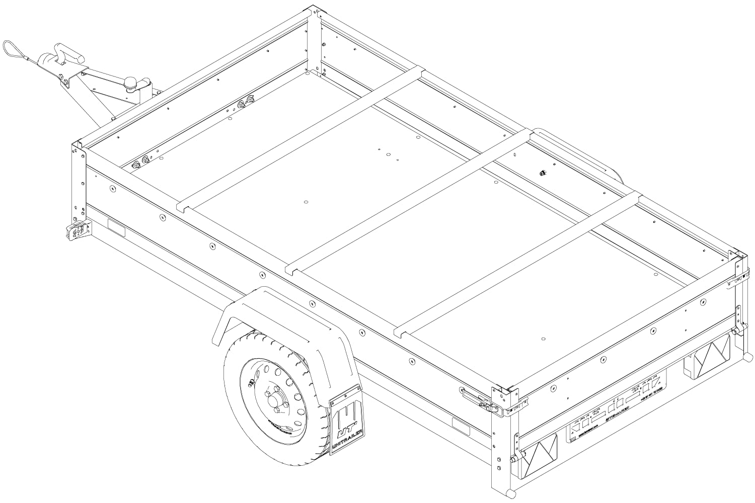 UNITRAILER Flachplanenträger H-0 Set mit 3 Querstreben für Garden Trailer 230 Kipp, Planenbügel aus verzinktem Stahl für Anhänger Ladefläche 230x125 cm