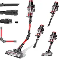 3-em 1 A aspirador de pó sem fio com tela de LED, 2200mAh, dobrável em 180°, aspirador de pó vertical com tela sensível ao toque, 3 velocidades ajustáveis, capacidade de 1,5 L, Dupla voltagem