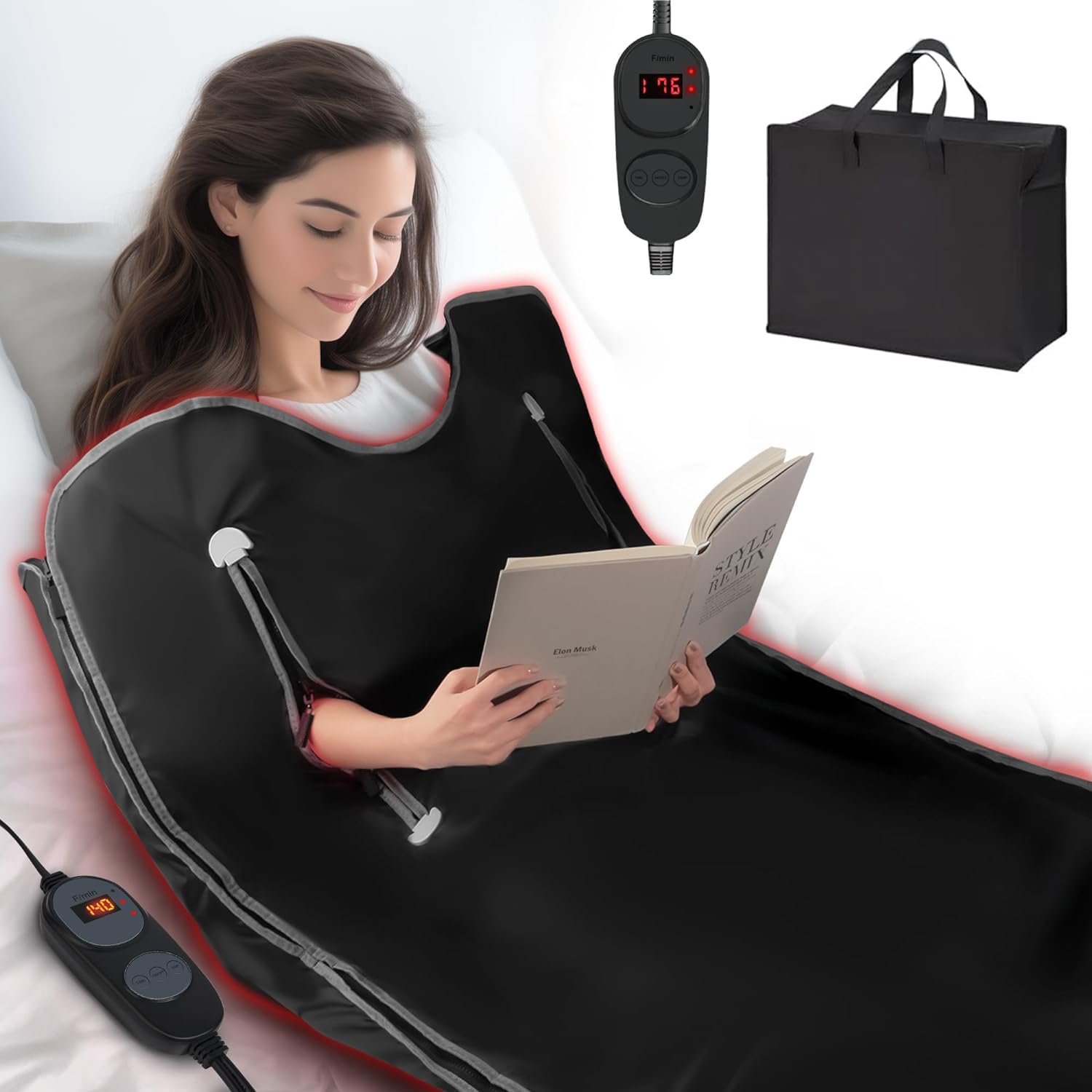 Infrared Sauna Blanket for Detoxification, Portable Far Infrared Sauna Blanket for Home, Detoxify and Relieve Fatigue, Sauna Blanket with 45-80℃ and 30-60 Minutes Timer Switch Controller, 180cm x 80cm