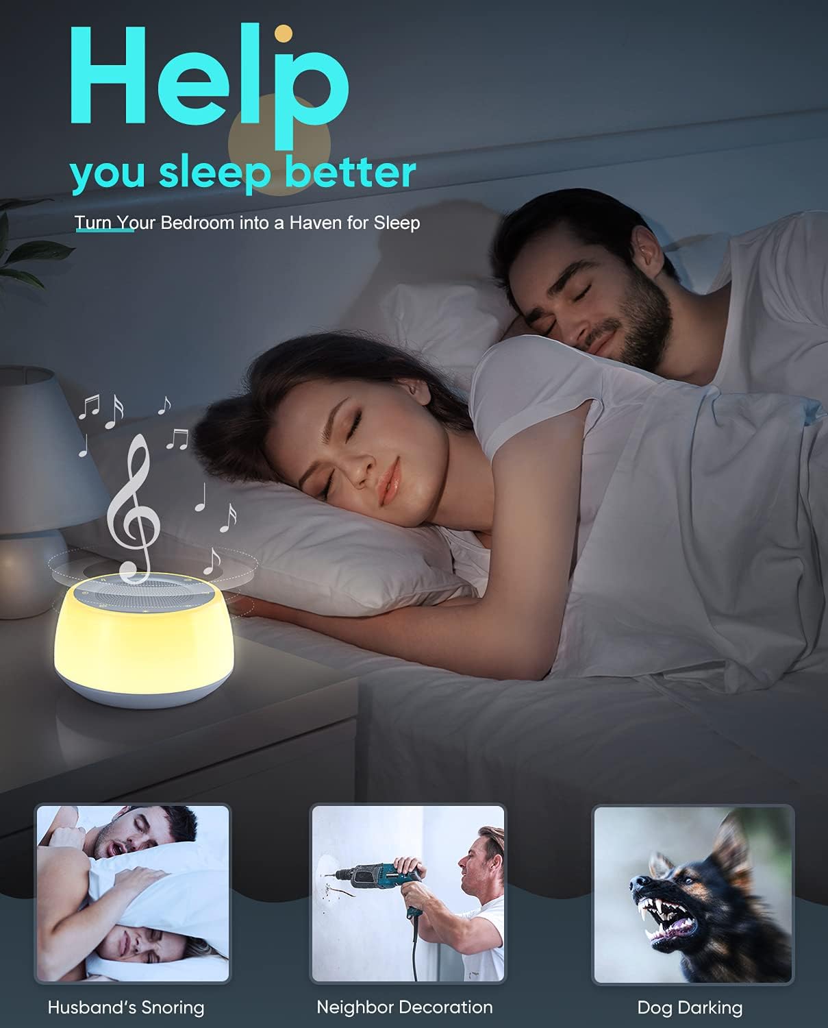 Jack & Rose White Noise Machine Baby, Baby Sound Machine Kids with Night Light, Portable White Noise Machine for Sleeping : Baby