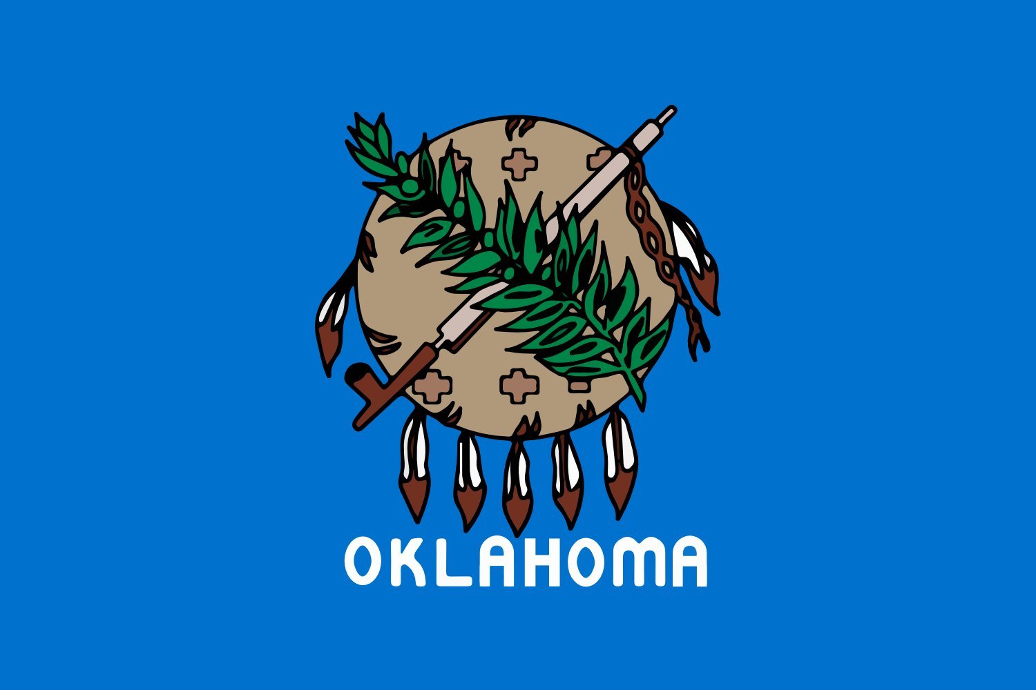 Drapeau Large Oklahoma 1988-2006 pour décorer un salon américain ou une salle de jeux