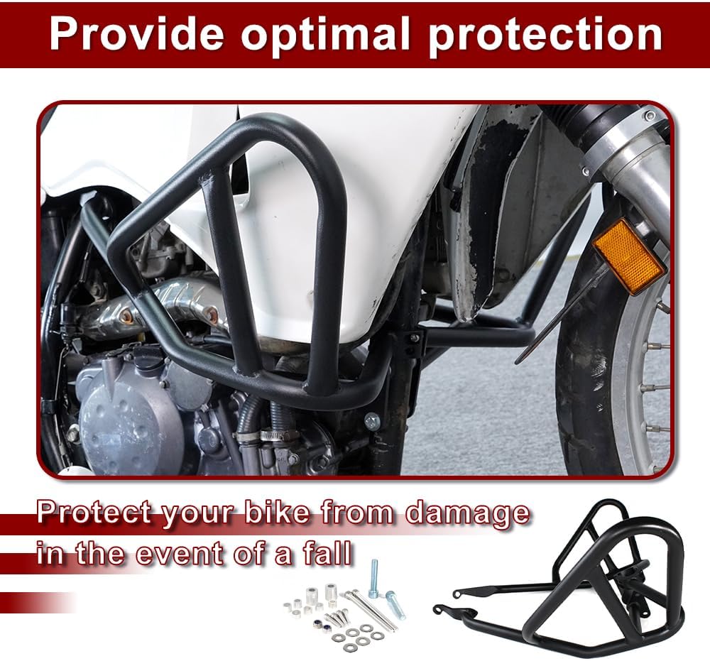 Xitomer Crash Bars Engine Guards, Fit for KLR650 2008-2018, Black Steel, Bolt-On, Left Side Guard