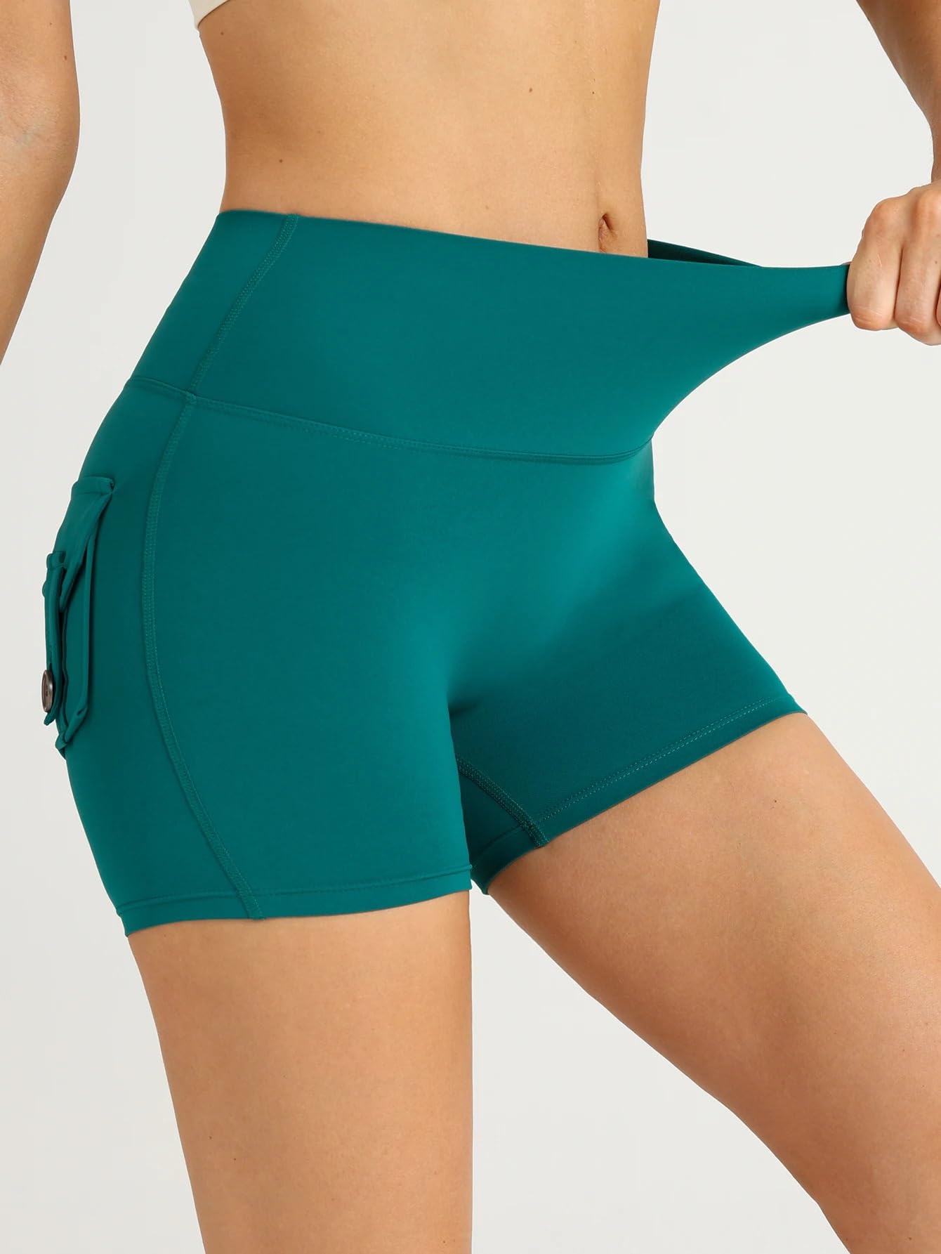 Pantalones Cortos Deportivos de Yoga for Mujer, Cintura Alta, Bolsillos a Tope sexys, Transpirables, Fitness al Aire Libre