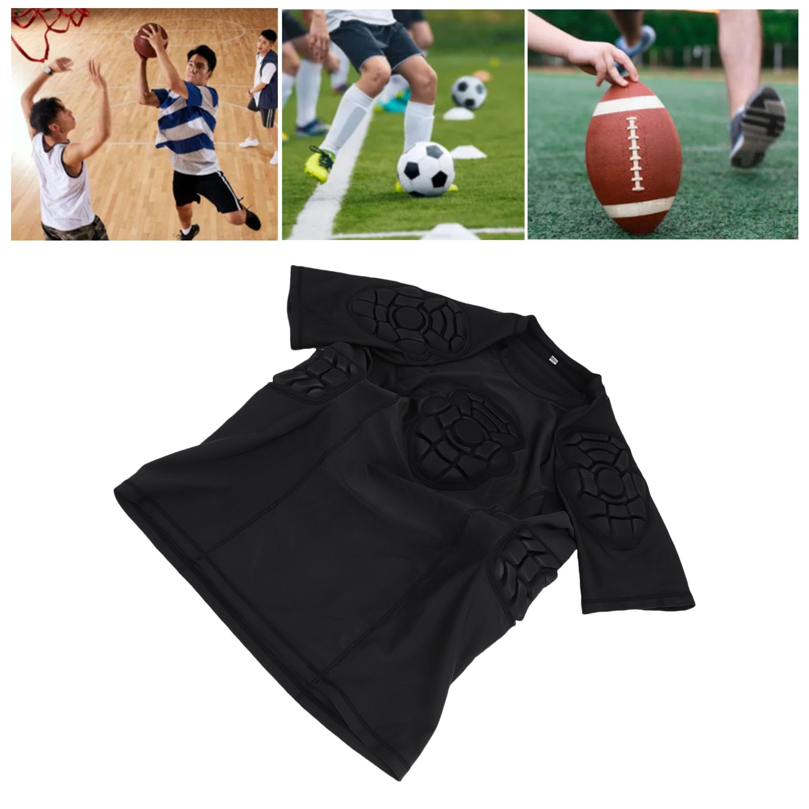 Asixxsix Camisa de Portero, Camisa de Compresión Acolchada de Eva, Equipo de Protección de Fútbol Guardia de Costillas de Costumbra para Hombres Lacrosse de Paintball de Baloncesto de