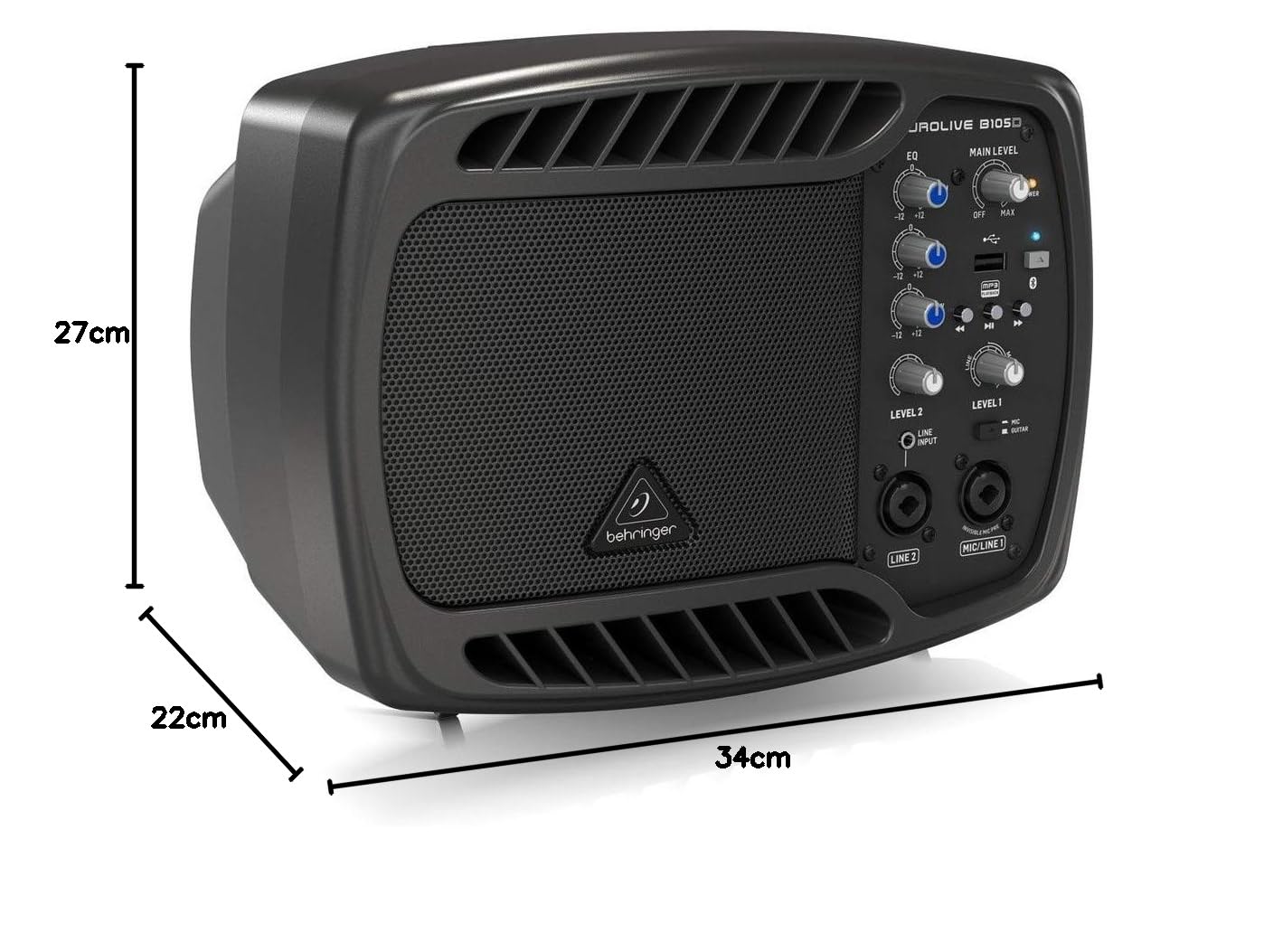 Behringer B105D Compact 50 Watt Pa/Monitor Speaker with Mp3 Player and Bluetooth Audio Streaming