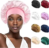 Touca de Cetim 30 Centímetros, Touca com Faixa Larga e Confortável, Cacheados, Lisos, Cabelos Sem Frizz
