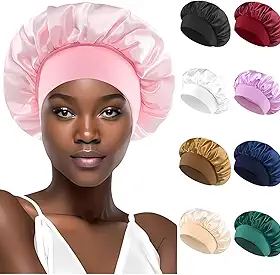 Touca de Cetim 30 Centímetros, Touca com Faixa Larga e Confortável, Cacheados, Lisos, Cabelos Sem Frizz