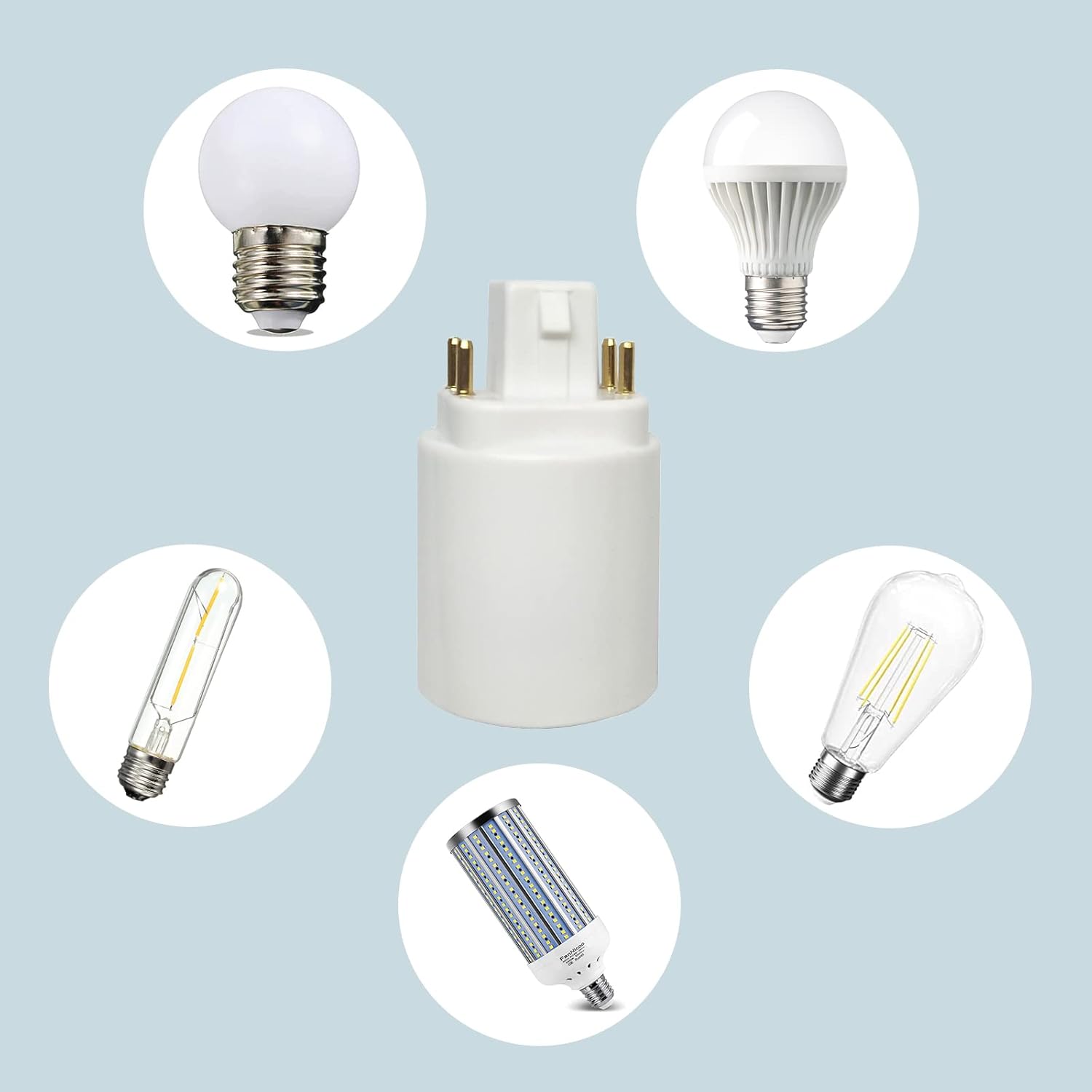 Gx24q to E26/E27 Socket Adapter, 10 Pack 4 Pin Light Bulb Adapter Gx24 to Medium Edison Bulb Base 4 Pin Gx24q CFL to E26 E27 Lamp Base Socket Converter Light Fixture Remove Bypass The Ballast