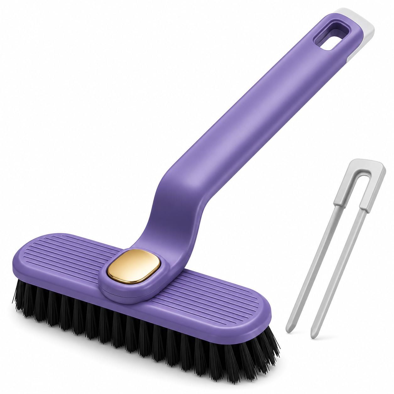 2-in-1 Rotating Cleaning Brush with Built-in Scraper and Tweezer | Hard Bristle Scrub, For Tile Gaps & Corners, Bathroom & Kitchen Use, Window Track Cleaning, Deep Cleaning-image-19
